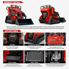 2645lbs Tracked Mini Skid Steer Loader 3-Pumps Dual Level Operation 23HP Engine
