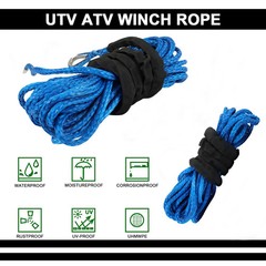 For UTV ATV w/Sheath 5/16″x50′ 12000LBS Synthetic Winch Rope Line Recovery Cable