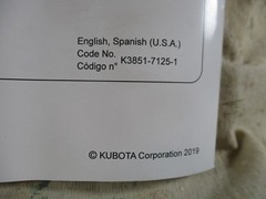 Kubota Z724 Z726 English Spanish Operators Manual K3851-71251