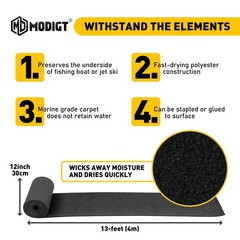 12Inch x 157Inch Boat Trailer Bunk Carpet Shock Absorption Padding Mats for Boat