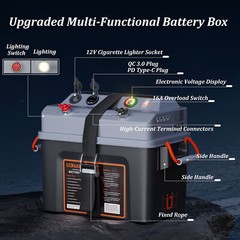 SUNAPEX 12V/24V Trolling Motor Smart Battery Box Power Center with USB and DC US