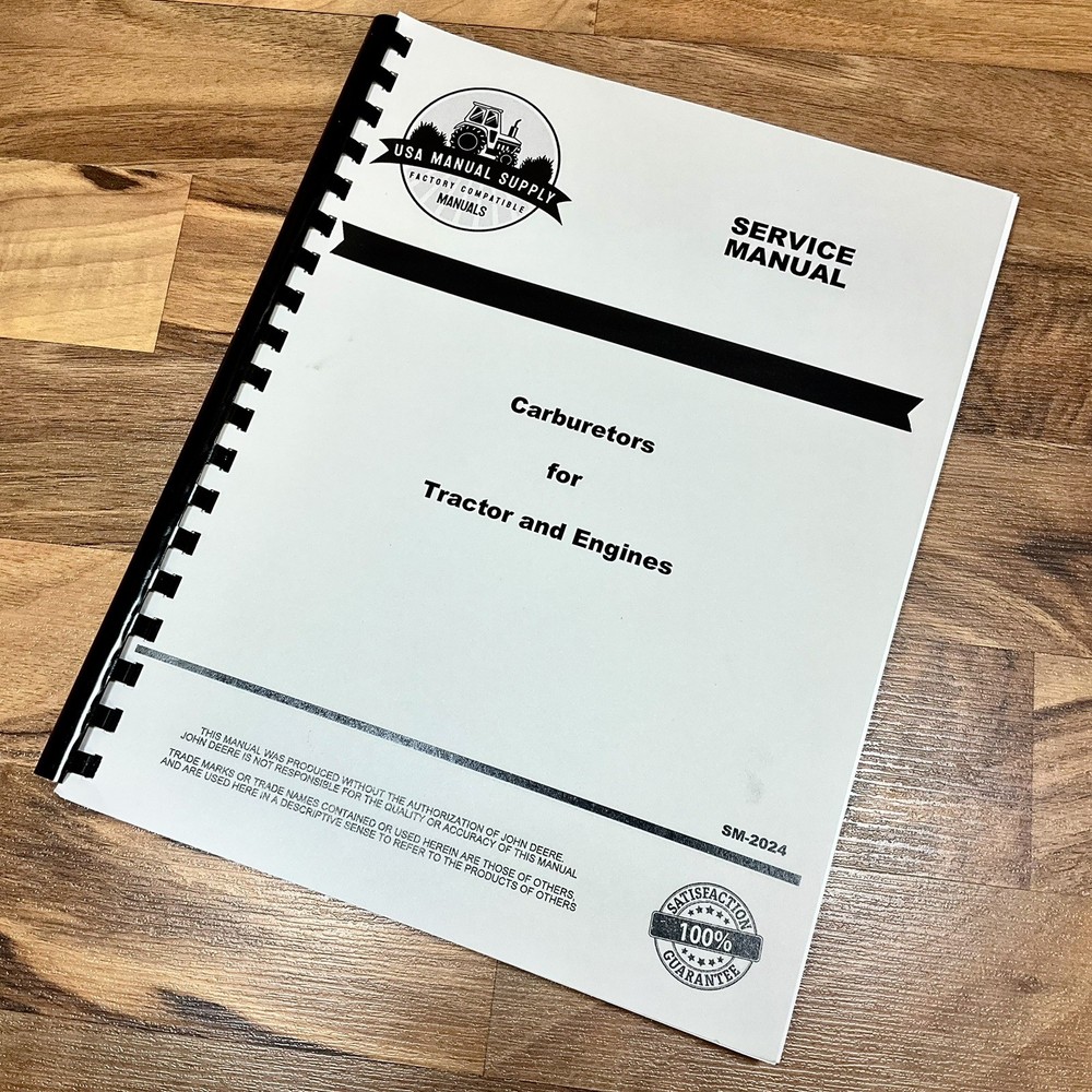 Service Manual fits John Deere Carburetors for A B D G H L M R Series Tractors