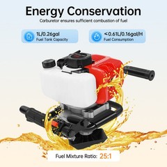 52CC Gas Powered Earth Auger Post Hole Digger Auger 2Stroke 2hp