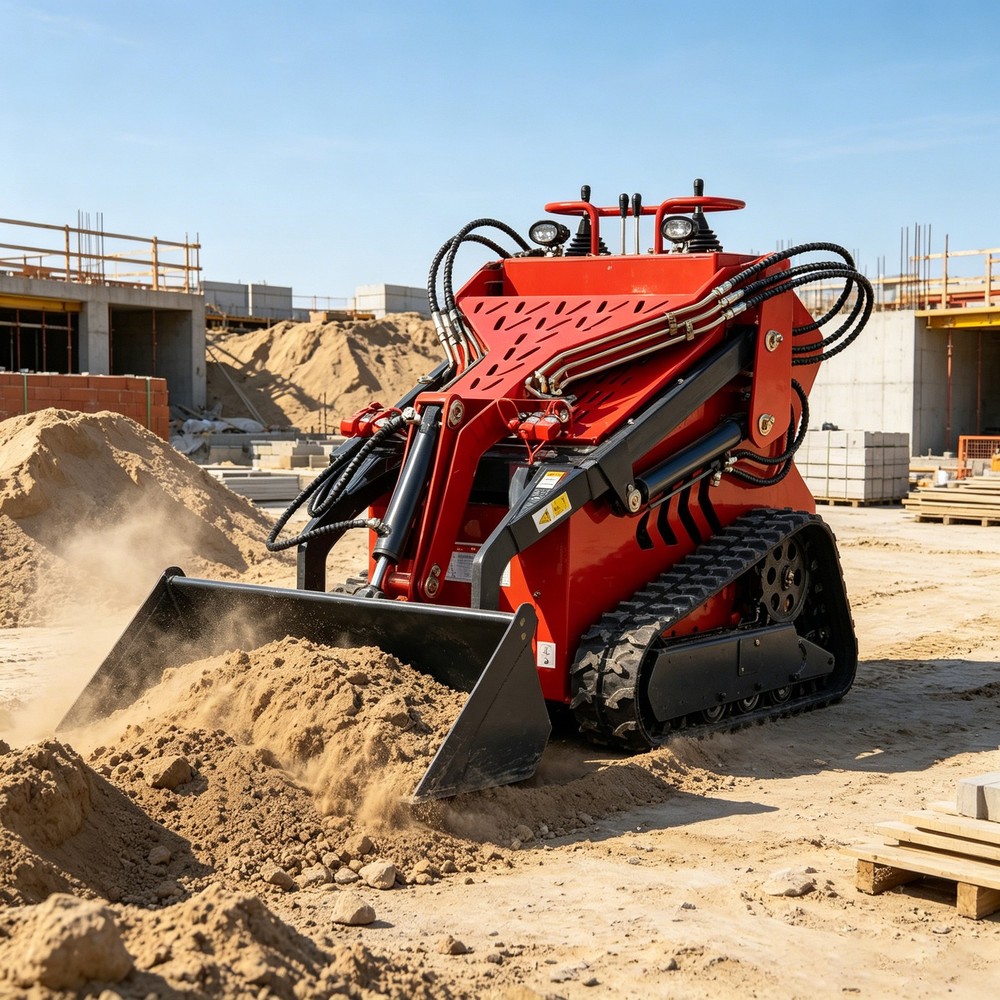 2645lbs Tracked Mini Skid Steer Loader 3-Pumps Dual Level Operation 23HP Engine