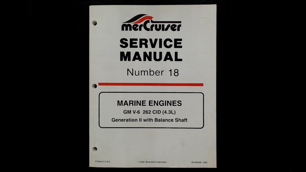MerCruiser GM V-6 262 CID (4.3L) Gen II Balance Shaft Service Manual 90-823226