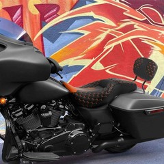 2-Up Rider Passenger Seat Sissy Bar Pad Fit Touring Road King Street Glide 14-23