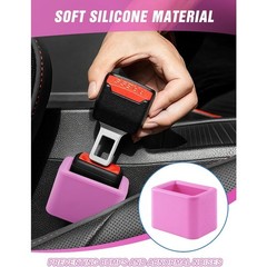 2PCS Pink Silicone Seat Belt Buckle Holder Makes Receptacle Stand Upright