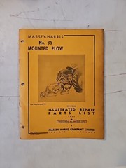 Vintage 1952 MASSEY-HARRIS 35 Mounted Plow Illustrated Repair Parts List