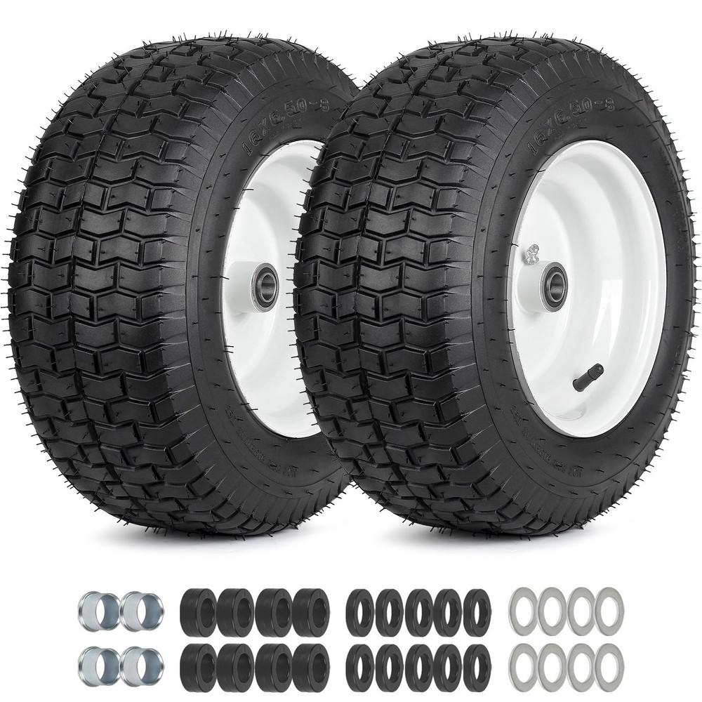 GICOOL 16×6.50-8 Riding Lawn Mower Rubber Tire and Wheel, 2 16×6.50-8″, gray