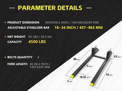 60″ Clamp on Pallet Forks For Tractor Bucket, Heavy-Duty Tractor Forks, 4500 LBS
