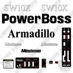 Fits Powerboss SW10X Decal Kit Armadillo Minuteman Sweeper – 7 YEAR 3M VINYL!