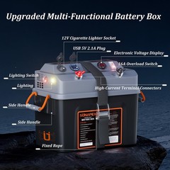 SUNAPEX Smart Battery Box 12V/24V Power Center – Multi Ports & Circuit Breake…