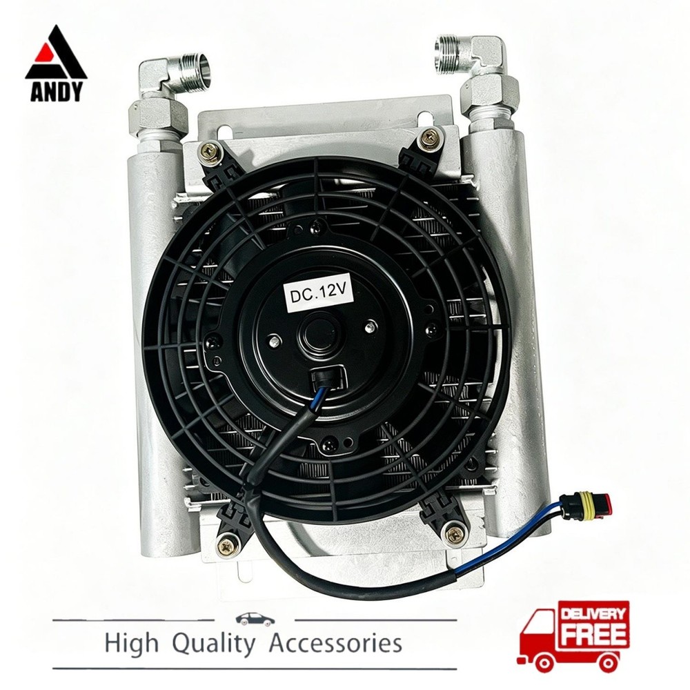For H12/QH12 Mini Excavator Attachment Radiator Plus Hydraulic Oil Cooler Fan US