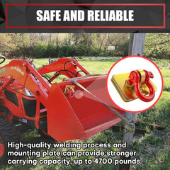 Tractor Bucket Grab Hooks Bolt On Clevis Mount with D Ring Shackles Heavy Duty