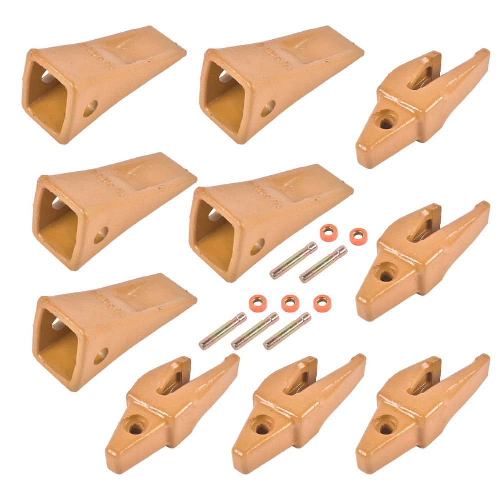 5Pcs Bucket Shanks with Teeth Pins Retainers Yellow Replace for J200 Excavator
