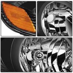 Toyota Corolla 03-08 Headlight Assembly Black Housing Amber Reflector Clear Lens