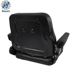 Black Forklift Seat PVC Tractor Seat W/ Armrests Seat Belt Seat Switch Universal