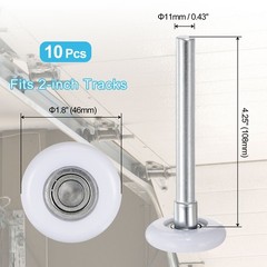 10pcs 1.8″ Nylon Garage Door Rollers for 2″ Garage Track 4.25″ Stem
