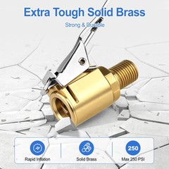 2 Pack Tire Air Chuck with Clip Adapter, 8mm Air Chuck Quick Connect, Brass Lock