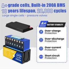 300Ah 12V LiFePO4 Lithium Battery 3840Wh Built-in BMS Deep Cycle Marine RV Solar