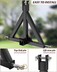 GRAVEE 3 Point Trailer Hitch 2″ Receiver Hitch Category 2 Tractor Compatible