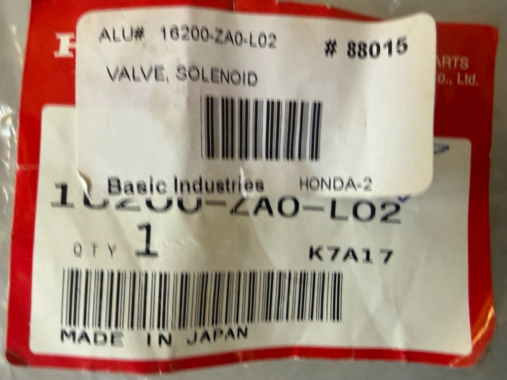 Genuine Honda Fuel Shut Off Solenoid Valve 16200-ZA0-L02 OEM New Made in Japan