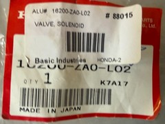 Genuine Honda Fuel Shut Off Solenoid Valve 16200-ZA0-L02 OEM New Made in Japan
