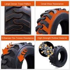 12×16.5 Skid Steer Tires 12 Ply Heavy Duty 4-Pack Longer Wear Loader 12-16.5