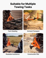 VEVOR 3 Point Trailer Hitch 2″ Receiver Tow Drawbar Category 1 Tractor 3 Balls