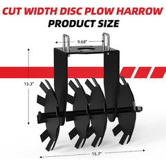 32″ Heavy Duty Disc Harrow with Adjustable Height and Universal 2 Inch Hitches