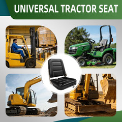 Universal Tractor Seat with Adjustable Backrest and Slide Compatible with Forkli
