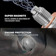 M14x1.5 Magnetic Stainless Steel Oil Drain Plug with Copper Washers, Compatible