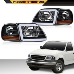 LED DRL Lightning Style Headlights Corner Lights for F150 Expedition 1997-2002