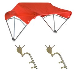 Universal Tractor Umbrella Buggy Top 3 Bow 48″ Red Complete w/ Fender Mounts