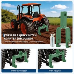 3000 lbs Lift Capacit 3 Point Quick Hitch w/2″ Hitch Receiver for Cat 1 Tractor