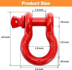 3 Pack Shackles 3/4″ D Ring Shackle Rugged Unbreakable 28.5 Ton (57,000 Lbs) Max