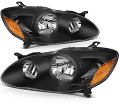 Toyota Corolla 03-08 Headlight Assembly Black Housing Amber Reflector Clear Lens