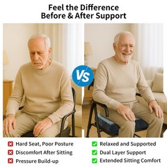 Walker Seat Cushion for Seniors, Memory Foam Rollator and Backrest Gray