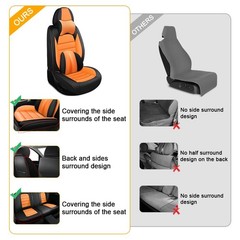 2 Waterproof Leather Seat Covers for TLX 2015-2025 Black&Orange Front Deluxe