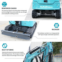 1.8Ton Mini Excavator Pilot System Kubota Hydraulic Digger Water Cooled Engine