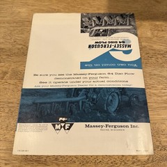 Vintage 1958 Massey Ferguson 64 Disc Plow Dealer Sales Brochure