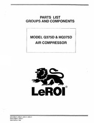 375 Air Compressor Service Parts List Manual Fits Le Roi Q375D HQ375D