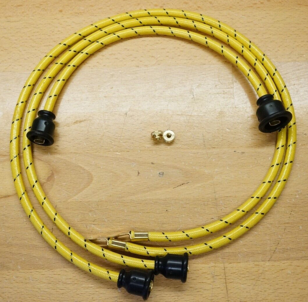 Yellow & Black Cloth Copper Spark Plug Wire Set & Thumb Screws For John Deere Bi