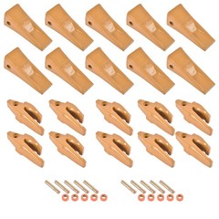 10PK Backhoe Bucket Shanks Teeth w/ Pins Retainers Yellow Replacement for CAT