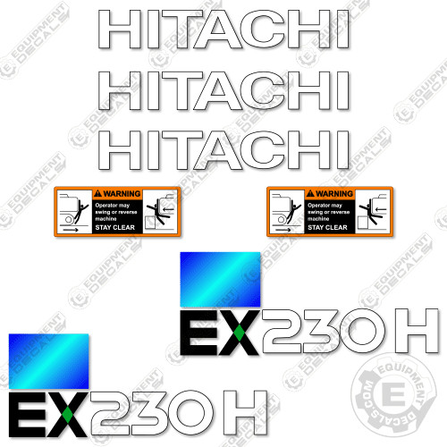 Fits Hitachi EX230H-5 Decal Kit Excavator – 7 YEAR OUTDOOR 3M VINYL!