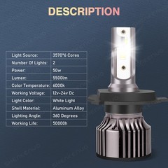 Pair High/Low Beam Bright 6000K LED Bulbs for JD Deere 1023E, 1025R,1026R, 2025R