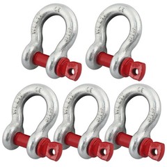 ZORUNNA 5 Pcs 3/8” D Ring Anchor Shackles, 0.5 inches x 2 inches, Red