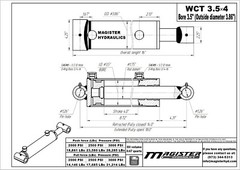 Hydraulic Cylinder Welded Double Acting 3.5″ Bore 4″ Stroke Cross Tube 3.5×4