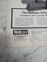 WELLSAW 1270 SALES BROCHURE CATALOG LITERATURE SPECS FEATURES INFO SALES SHEET