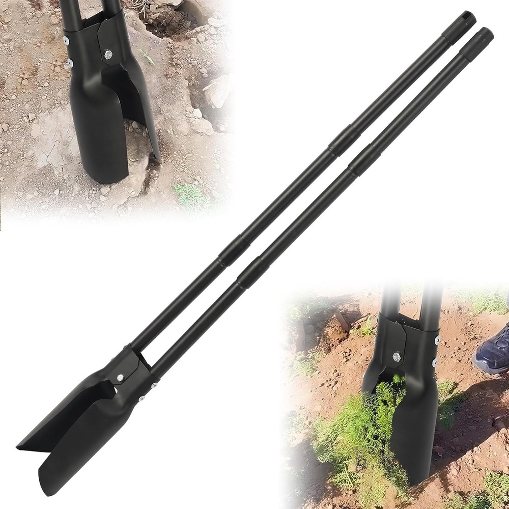 Post Hole Digger Tool, Heavy Duty Post Hole Digger with 55 Inch Handle, Dual Sha